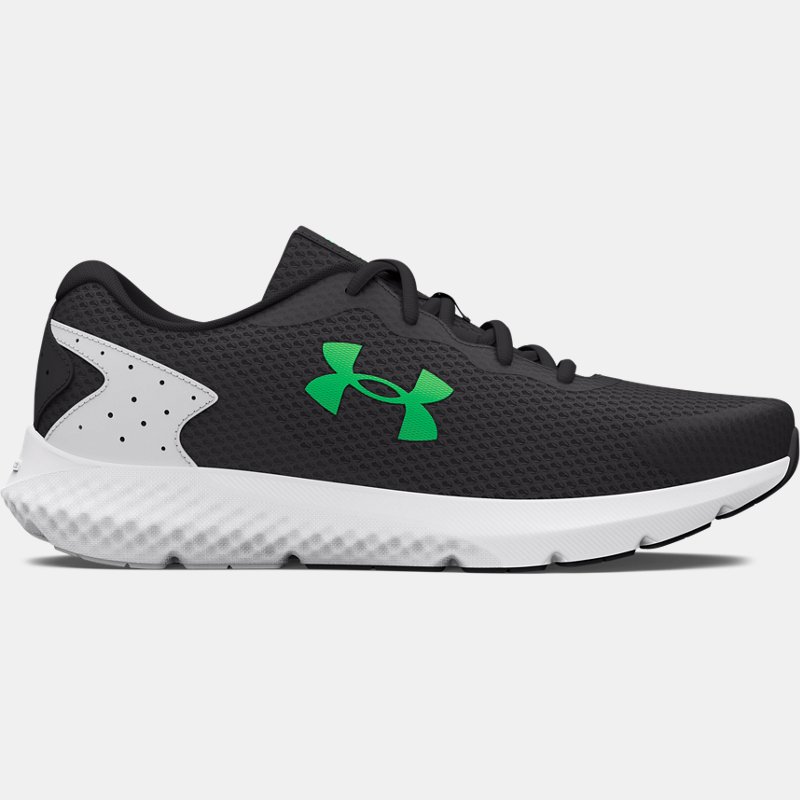 Men's  Under Armour  Charged Rogue 3 Running Shoes Jet Gray / Halo Gray / Green Screen 12